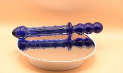 Blue Glass Dildo Into Creampie