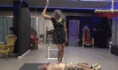 LILLI BAYLE - Destroying the human carpet - PART 2: HARD trampling, facestanding, dick trampling in socks