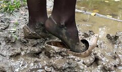 TUNA High Heels in a Mud, Burying High Heels in Mud, High Heels Sinking in Mud, High Heels Ruined High Heels