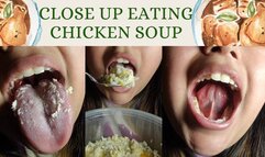 Close up eating chicken soup