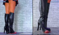 Trample Games 1: No Pain No Gain - Trampling His Cum Under The Deep Tread Of My Knee High Boots - Split Cam