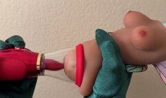 Using a Sucking Pumping Licking and Vibrating Toy on Fairy Onahole [Sex Toys, Pumping, Sucking, Licking, Oral, Penetration, Size Difference]