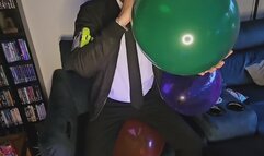 Alpha Bouncer Popping Balloons: B2P, Sitting, and Foot Popping Action!