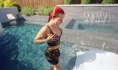 Scarlett - Shiny Satin Swim with Boots