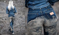 Muddy walk - Mud fun in my Vintage Wrangler Western Cowgirl Bootcut Jeans