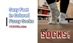 Foot Fetish - Sexy fuzzy coloured socks on my bare feet