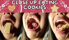 Close up eating cookies