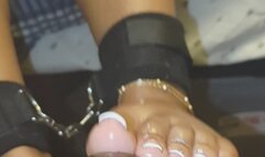 Reverse French tip Cuffed footjob with SpoilGoddess_J