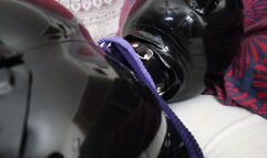 Inflatable Rubberdoll Wrapped in Rope & Chains Moans as She Cums Inside Latex