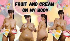 Masturbation with fruit and cream