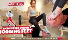 Dominated under jogging feet - long version ( Foot Domination with Lady Lia Lou ) - 4K UHD MP4