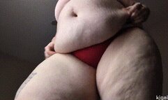 Towering BBW Shows off Thighs Ass and Gut