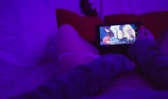 Redhead Girl Masturbating Watching Lesbian Hentai Uncensored when Parents are in Home