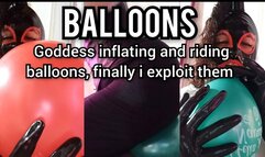 Goddess inflating and riding balloons