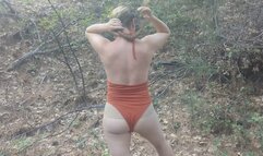 outdoor pee in Chamise and pantyhose