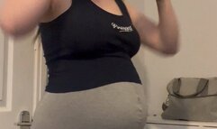 JOI 9 months pregnant with stripping out of my yoga pants