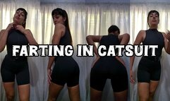 Farting Hard in Catsuit