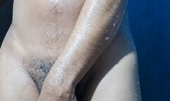 Young horny indian male masturbating before bath