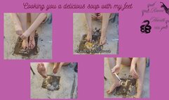 Feet playing with dirt and food