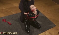 Minseo in a Catsuit - First Bondage Experience Part 1 - Hogtie, BoxTie, Blindfold, Nose Hook (FULL HD MP4)