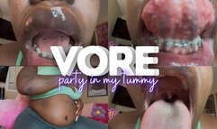 VORE party in my tummy - swallowed and digested - belly bloating - mouth fetish - shrinking fetish