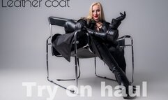 LEATHER COAT try on