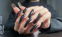 #6 - Painting my Long Natural Nails with Black Nail Polish