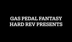 Step-sister in leopard print elongated pointy high heel pumps and black tights rev gas pedal of Toyota Corolla to the floor