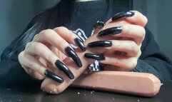 #7 - Destroy sausages with my Black Long Natural Nails