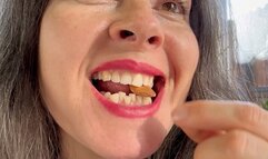 hard nuts crushed by her strong teeth av3