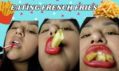 I put on lipstick and eat French fries