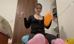 Farting on ballons then poping them'