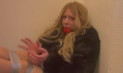 Doll Esme HUGE GAG & Dildo sucking in Fur Coat Home Invasion