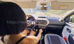 Tamara - PIP over shoulder - driving a boss car - barefeet part