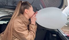 Inflating and bursting a condoms and rubber gloves, spitting (custom video) part 2