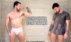 Clothed shower & strip tease joi