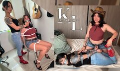 Simona & Mara: Ranch Rival Step-Sisters (PVC Vinyl Tape Bondage, Wrapgag, Rope Bondage, Roleplay, Role Reversal, Soap Opera, Wrist Watch, Sandals, Cowboy Boots, Tight Jeans, Denim Skirt, Struggling, Chair Tied, Bed)