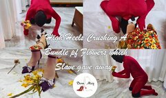 High Heels Crushing a Bundle of Flowers which the Slave Gave Away