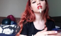 Big red lips and smoking *