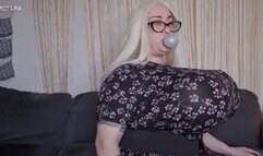 BBW Bubblegum Chewing Breast Inflation Until She Pops!