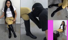 eRica gets her shiny ridding boots worshiped and licked!!