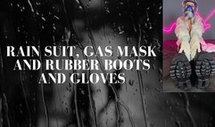 rain suit, gas mask, rubber boots and gloves play