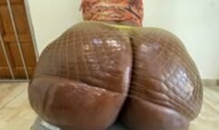 Meaty Ebony Massive Ass Busting through fishnet stockings Farting for Daddy