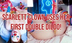 Scarlett Clown Uses Her First Double Dildo!