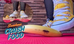 Goddess Lohan mashing a banana with her sneakers (780)