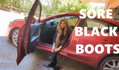 Sore Black Boot Stomping - Candle Boxxx Has Sore Feet And Does Boot Mistreatment with Water in Boots and Nylon Stomping 4K