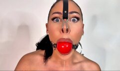 Extreme pain and pleasure reverse prayer hogtie 4K - large ball gag, clit clamp, dildo, hogtie, vibrator