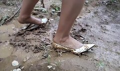 Gianmarco lorenzi high heels destruction in the forest, wrecked high heels, high heels in mud