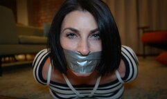 Bare foot and bound private investigator sarah wild sock and tape gagged (mp4)