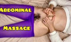 Hairy Pussy! Navel Massage with Piercing in Purple nylon Tights Belly inflation 4k